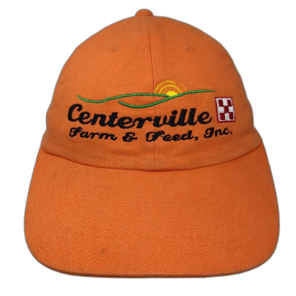 Cobra Orange Baseball Cap One Size Centerville Farm & Feed Logo Strapback Hat